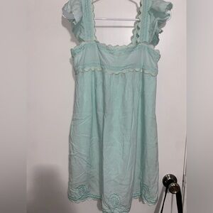 Women's Sea foam Lace Trim summer dress with pockets